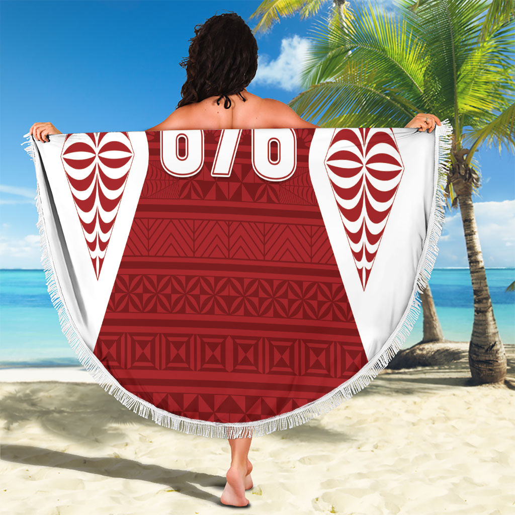 Mate Maa Tonga Rugby Beach Blanket Kupesi Tokelau Feletoa Pattern