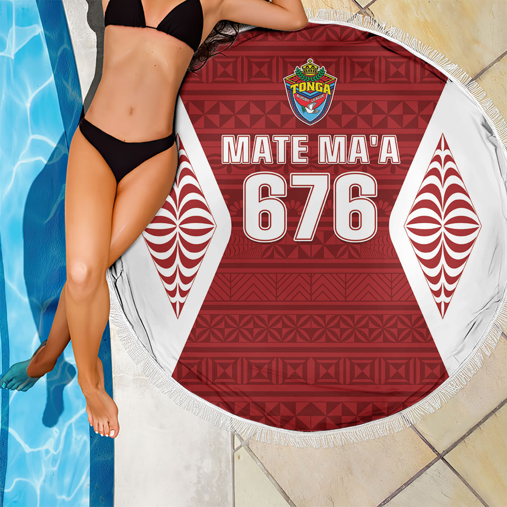 Mate Maa Tonga Rugby Beach Blanket Kupesi Tokelau Feletoa Pattern