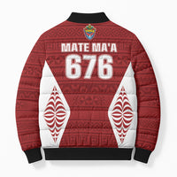 Mate Maa Tonga Rugby Bomber Puffer Jacket Kupesi Tokelau Feletoa Pattern