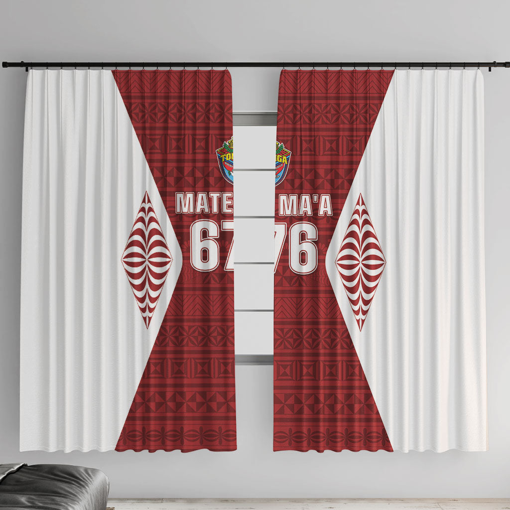 Mate Maa Tonga Rugby Window Curtain Kupesi Tokelau Feletoa Pattern
