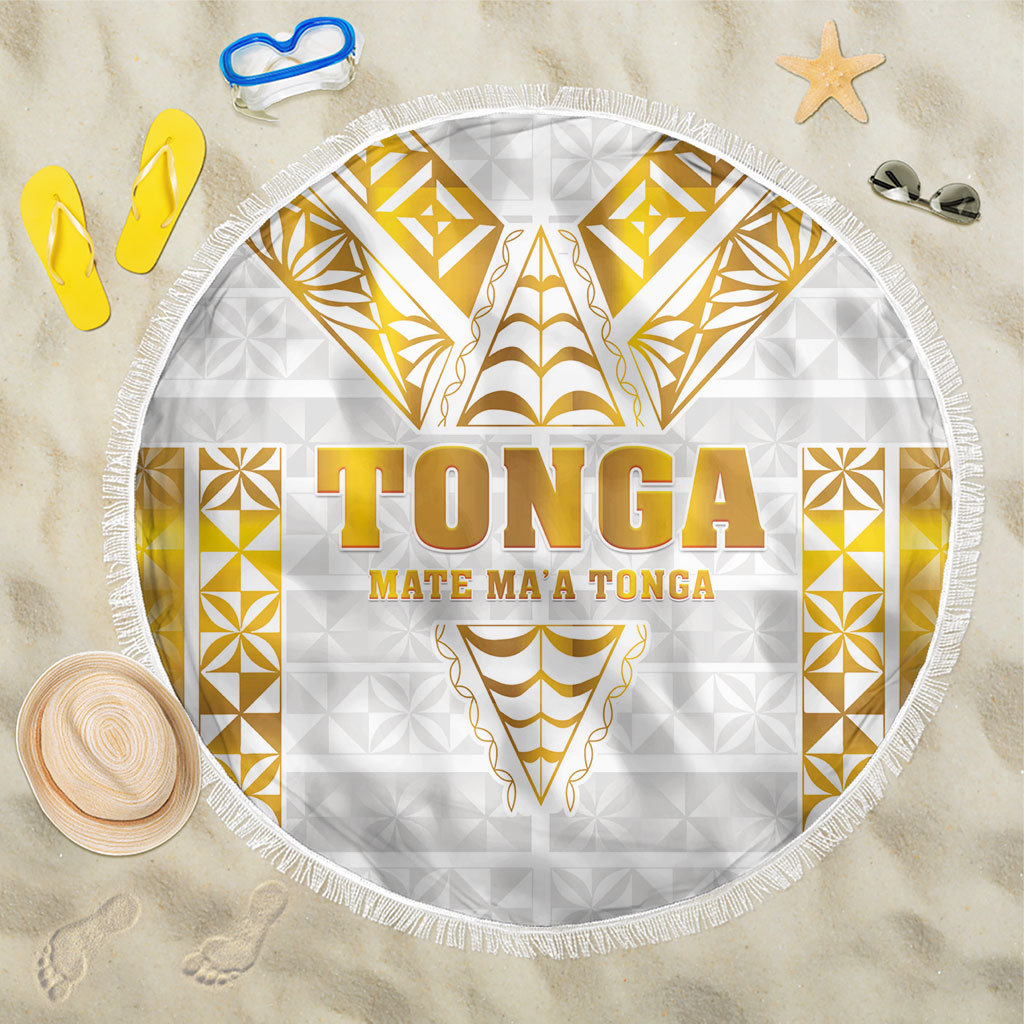 Mate Maa Tonga Rugby Beach Blanket Tongan Kupesi Gold Version
