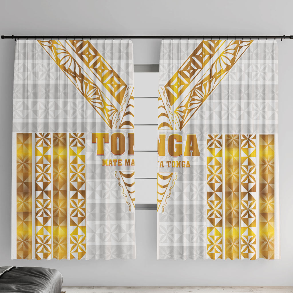 Mate Maa Tonga Rugby Window Curtain Tongan Kupesi Gold Version