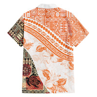 Hawaiian Tapa Family Matching Tank Maxi Dress and Hawaiian Shirt Traditional Vintage Pattern Orange LT05 - Polynesian Pride