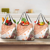 Hawaiian Tapa Grocery Bag Traditional Vintage Pattern Orange