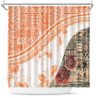 Hawaiian Tapa Shower Curtain Traditional Vintage Pattern Orange LT05 Orange - Polynesian Pride