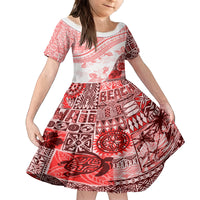 Hawaiian Tapa Family Matching Puletasi Dress and Hawaiian Shirt Traditional Vintage Pattern Red LT05 Daughter's Dress Red - Polynesian Pride