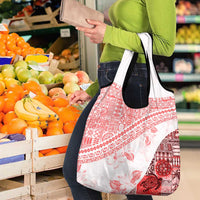Hawaiian Tapa Grocery Bag Traditional Vintage Pattern Red