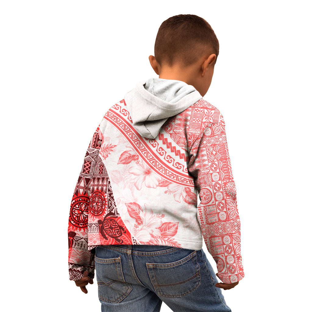 Hawaiian Tapa Kid Hoodie Traditional Vintage Pattern Red LT05 - Polynesian Pride