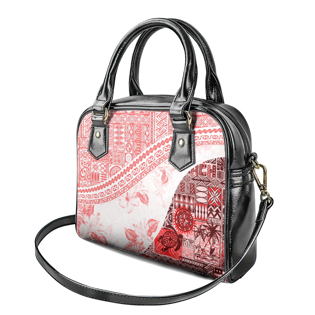 Hawaiian Tapa Shoulder Handbag Traditional Vintage Pattern Red LT05 - Polynesian Pride