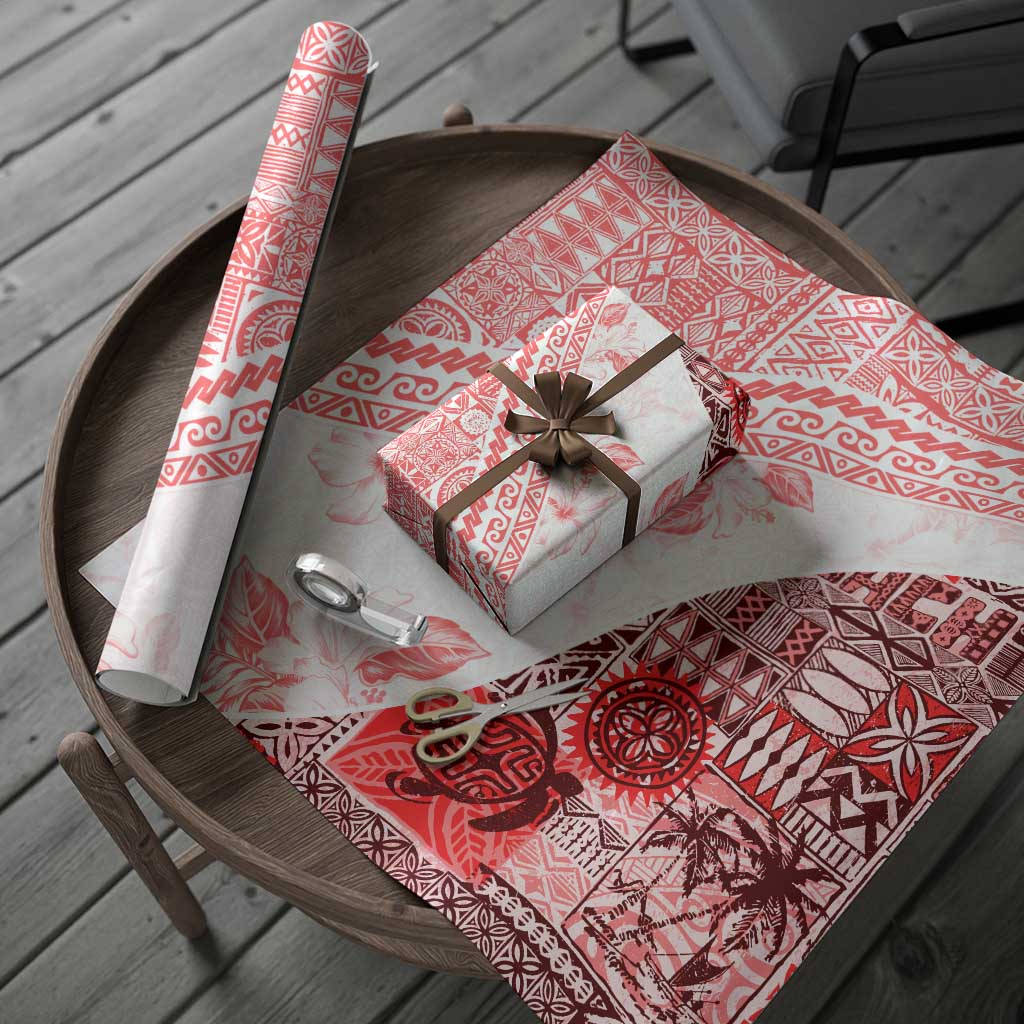 Hawaiian Tapa Wrapping Paper Traditional Vintage Pattern Red - Polynesian Pride