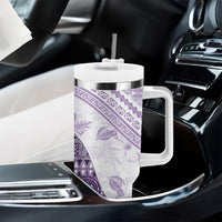 Hawaiian Tapa Tumbler With Handle Traditional Vintage Pattern Violet