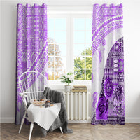 Hawaiian Tapa Window Curtain Traditional Vintage Pattern Violet LT05 - Polynesian Pride