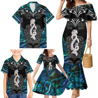 New Zealand Aotearoa Family Matching Mermaid Dress and Hawaiian Shirt Maori Taniwha Paua Shell LT05 - Polynesian Pride