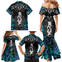 New Zealand Aotearoa Family Matching Mermaid Dress and Hawaiian Shirt Maori Taniwha Paua Shell LT05 - Polynesian Pride