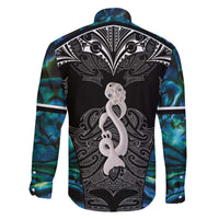 New Zealand Aotearoa Family Matching Off The Shoulder Long Sleeve Dress and Hawaiian Shirt Maori Taniwha Paua Shell LT05 - Polynesian Pride