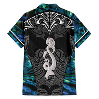 New Zealand Aotearoa Family Matching Off Shoulder Maxi Dress and Hawaiian Shirt Maori Taniwha Paua Shell LT05 - Polynesian Pride