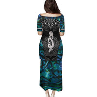 New Zealand Aotearoa Family Matching Puletasi and Hawaiian Shirt Maori Taniwha Paua Shell LT05 - Polynesian Pride
