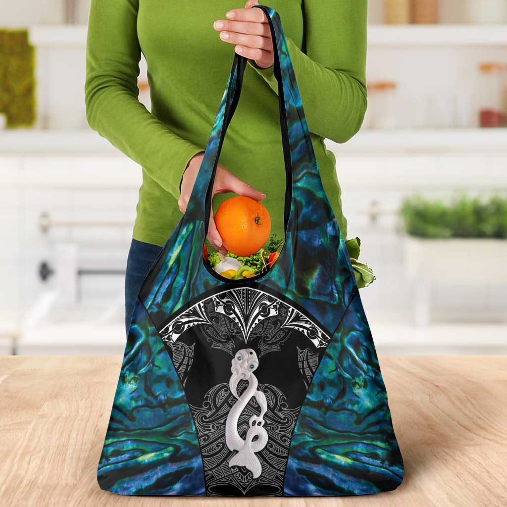 New Zealand Aotearoa Grocery Bag Maori Taniwha Paua Shell