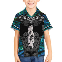 New Zealand Aotearoa Hawaiian Shirt Maori Taniwha Paua Shell