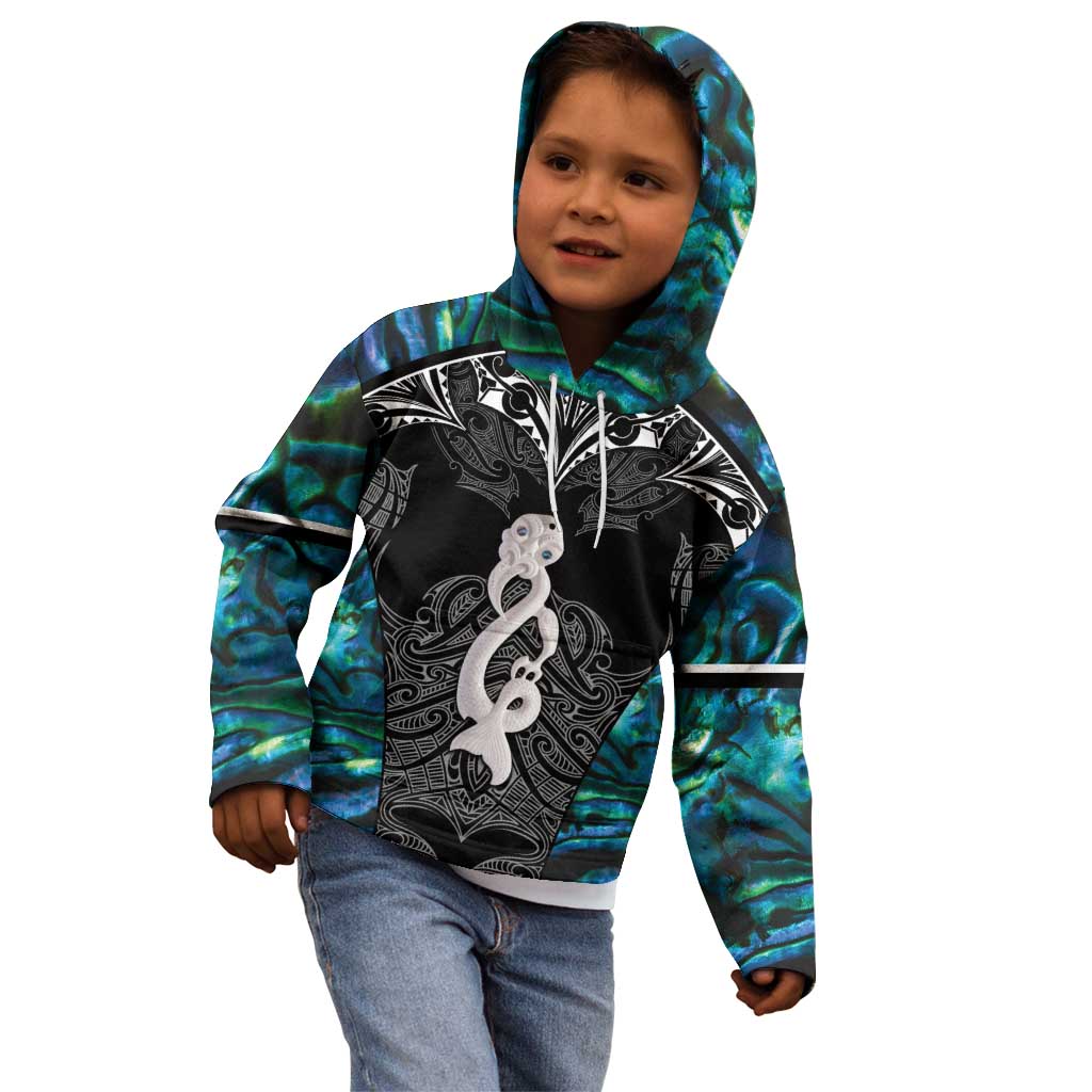 New Zealand Aotearoa Kid Hoodie Maori Taniwha Paua Shell LT05 - Polynesian Pride