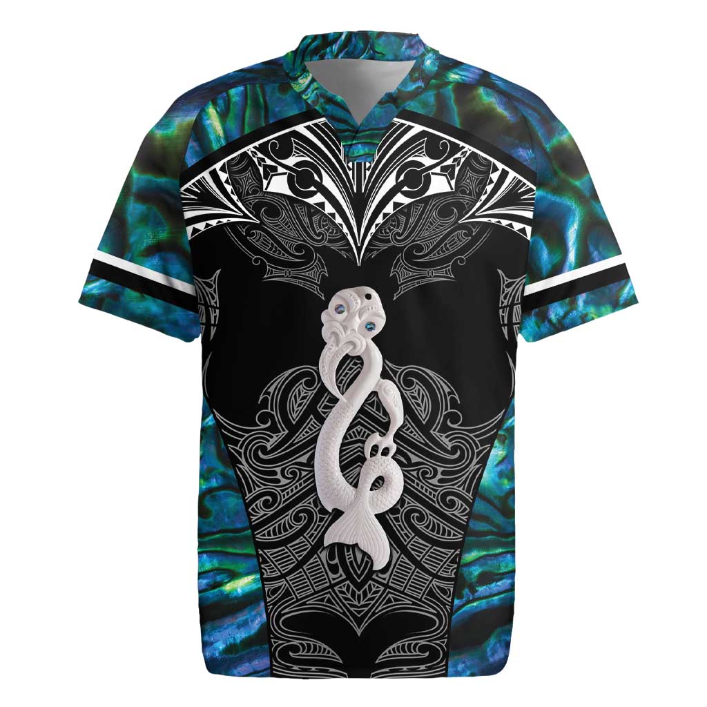 New Zealand Aotearoa Rugby Jersey Maori Taniwha Paua Shell LT05 Black - Polynesian Pride