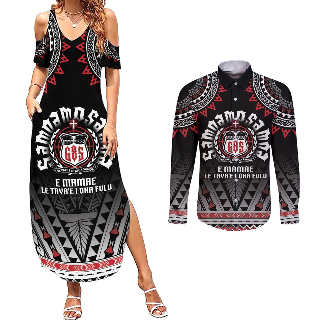Personalised Samoa Black Saturday Couples Matching Summer Maxi Dress and Long Sleeve Button Shirt Samoa For Samoans