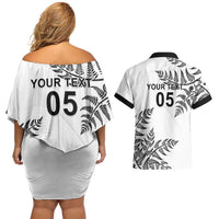 Custom New Zealand Football Couples Matching Off Shoulder Short Dress and Hawaiian Shirt Aotearoa Pride LT05 - Polynesian Pride