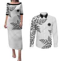 Custom New Zealand Football Couples Matching Puletasi and Long Sleeve Button Shirt Aotearoa Pride - Polynesian Pride