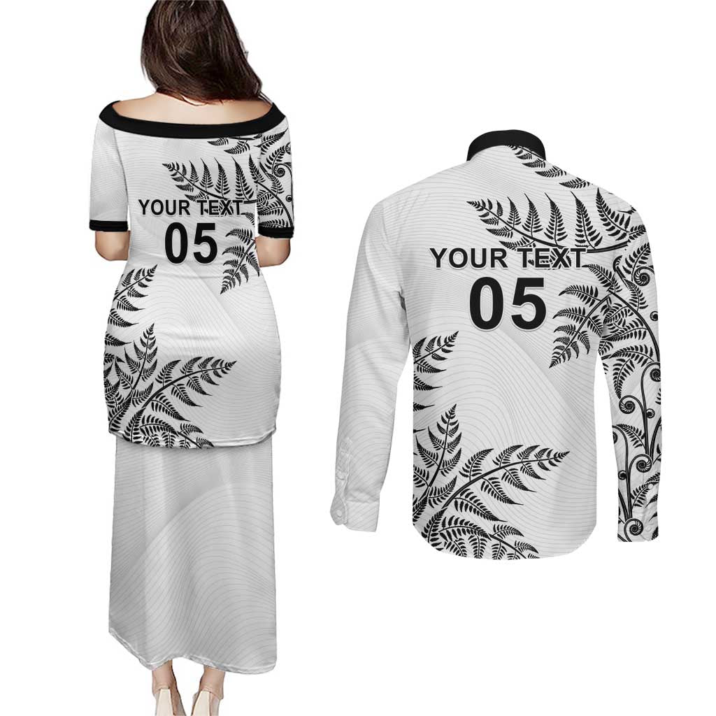 Custom New Zealand Football Couples Matching Puletasi and Long Sleeve Button Shirt Aotearoa Pride - Polynesian Pride