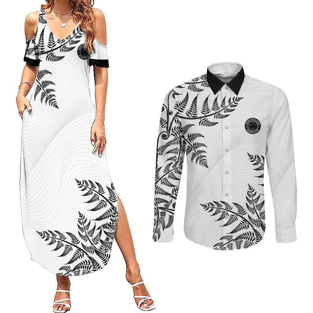 Custom New Zealand Football Couples Matching Summer Maxi Dress and Long Sleeve Button Shirt Aotearoa Pride - Polynesian Pride