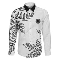 Custom New Zealand Football Family Matching Mermaid Dress and Hawaiian Shirt Aotearoa Pride LT05 Dad's Shirt - Long Sleeve White - Polynesian Pride