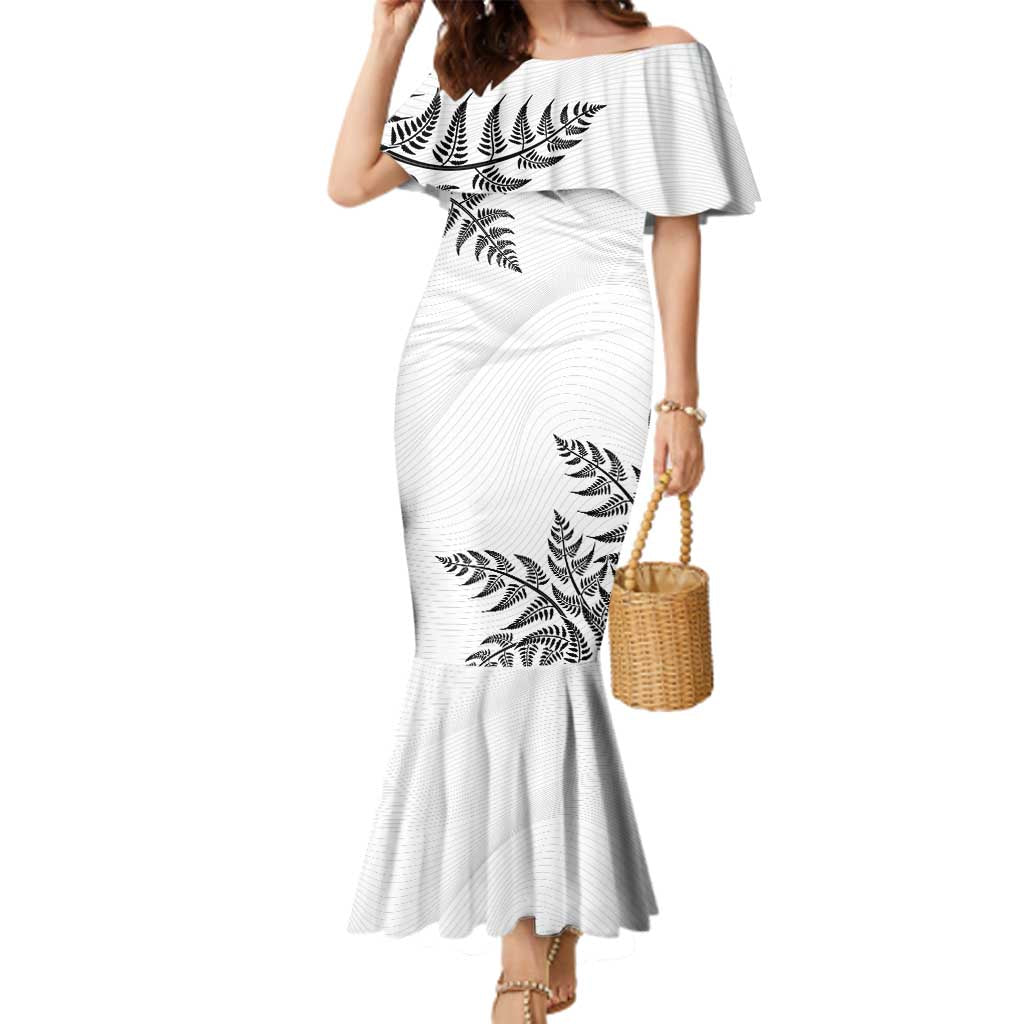 Custom New Zealand Football Family Matching Mermaid Dress and Hawaiian Shirt Aotearoa Pride LT05 Mom's Dress White - Polynesian Pride