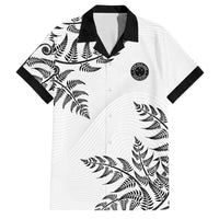 Custom New Zealand Football Family Matching Off Shoulder Maxi Dress and Hawaiian Shirt Aotearoa Pride LT05 Dad's Shirt - Short Sleeve White - Polynesian Pride