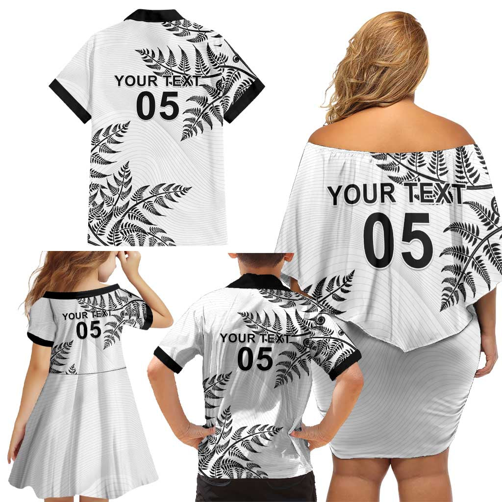 Custom New Zealand Football Family Matching Off Shoulder Short Dress and Hawaiian Shirt Aotearoa Pride LT05 - Polynesian Pride