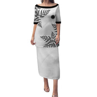 Custom New Zealand Football Family Matching Puletasi and Hawaiian Shirt Aotearoa Pride LT05 Mom's Dress White - Polynesian Pride