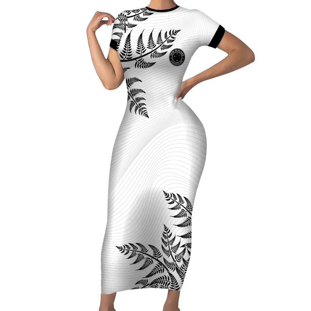 Custom New Zealand Football Family Matching Short Sleeve Bodycon Dress and Hawaiian Shirt Aotearoa Pride LT05 Mom's Dress White - Polynesian Pride