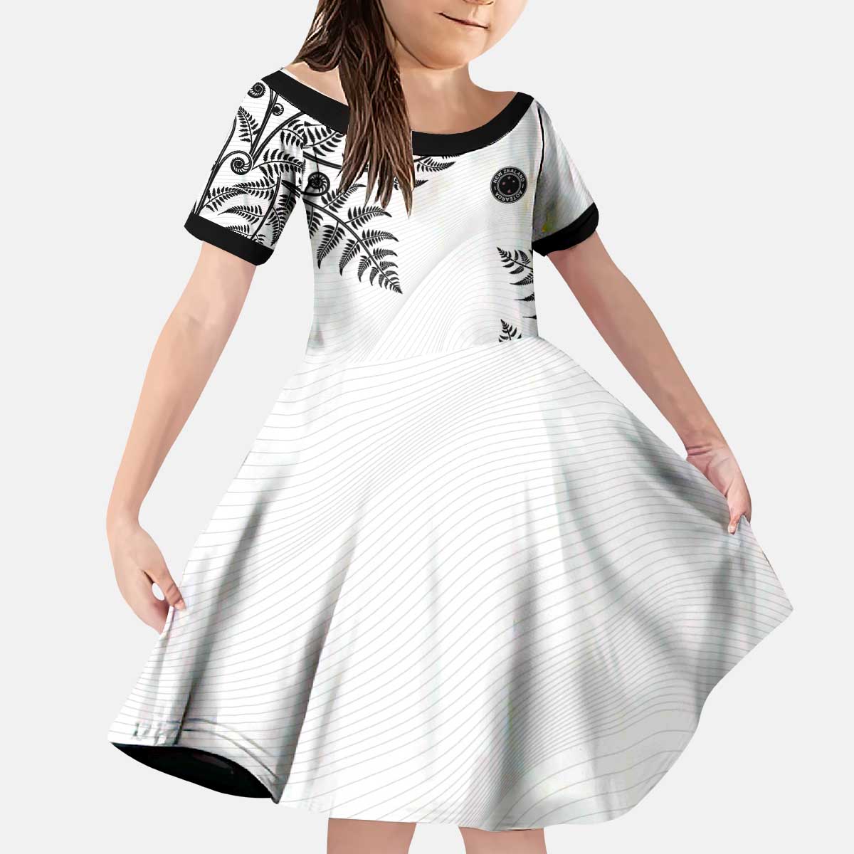 Custom New Zealand Football Kid Short Sleeve Dress Aotearoa Pride - Polynesian Pride