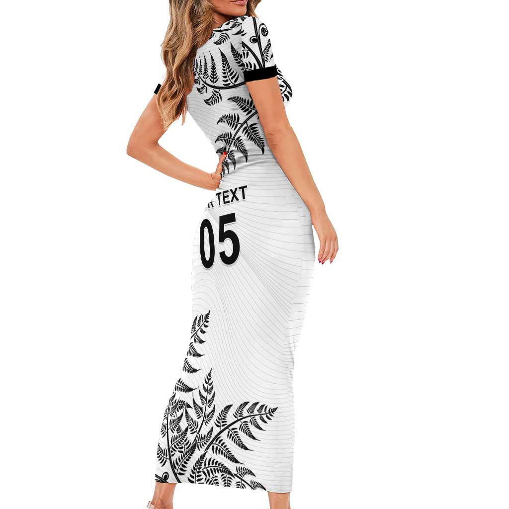 Custom New Zealand Football Short Sleeve Bodycon Dress Aotearoa Pride - Polynesian Pride