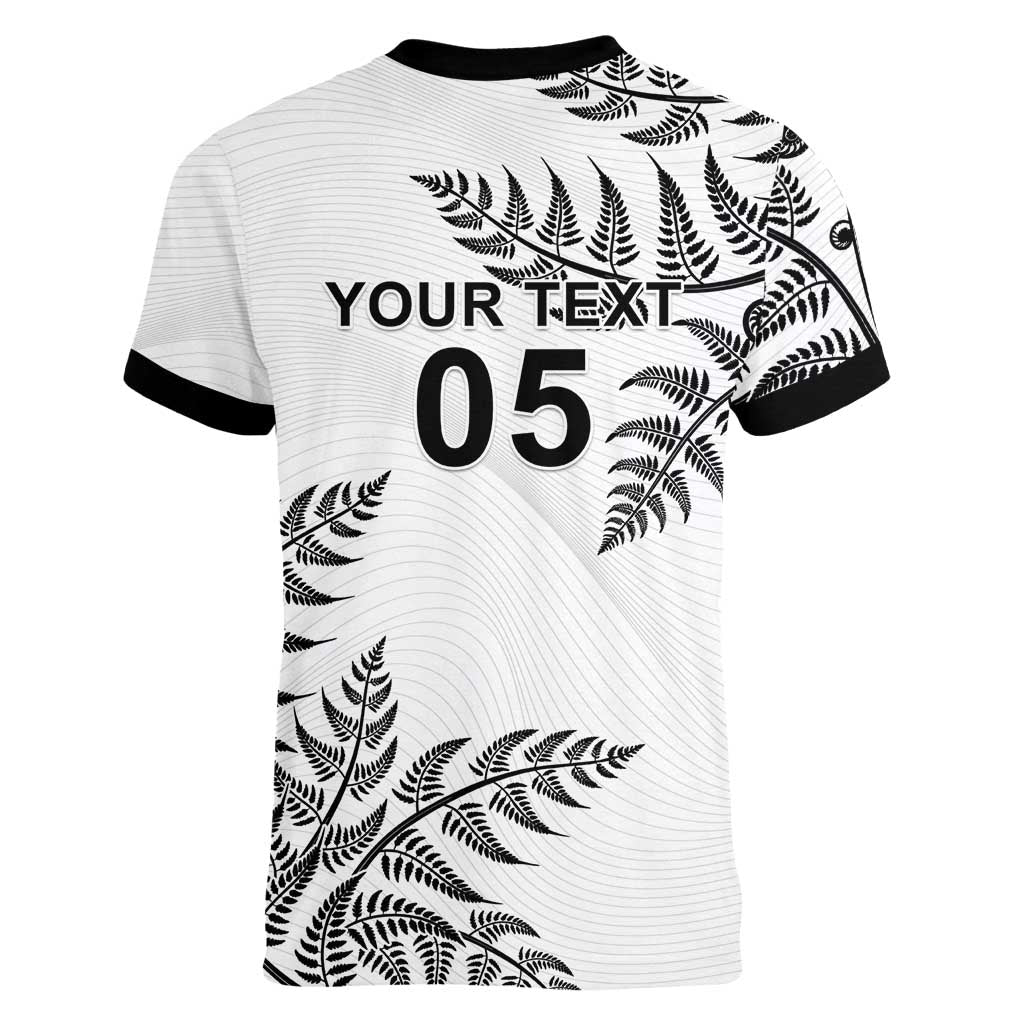 Custom New Zealand Football Women V-Neck T-Shirt Aotearoa Pride - Polynesian Pride
