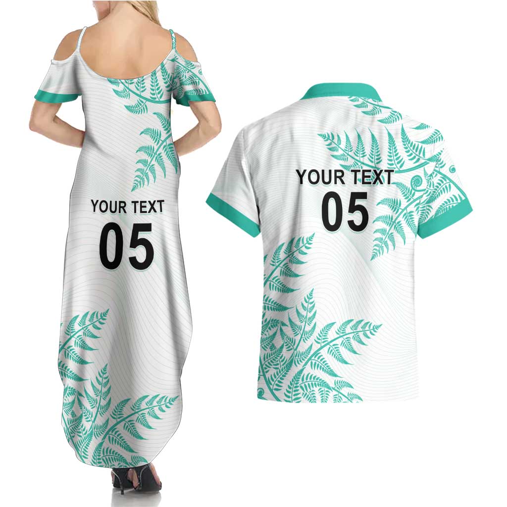 Custom New Zealand Football Couples Matching Summer Maxi Dress and Hawaiian Shirt Aotearoa Pride Aqua Version LT05 - Polynesian Pride