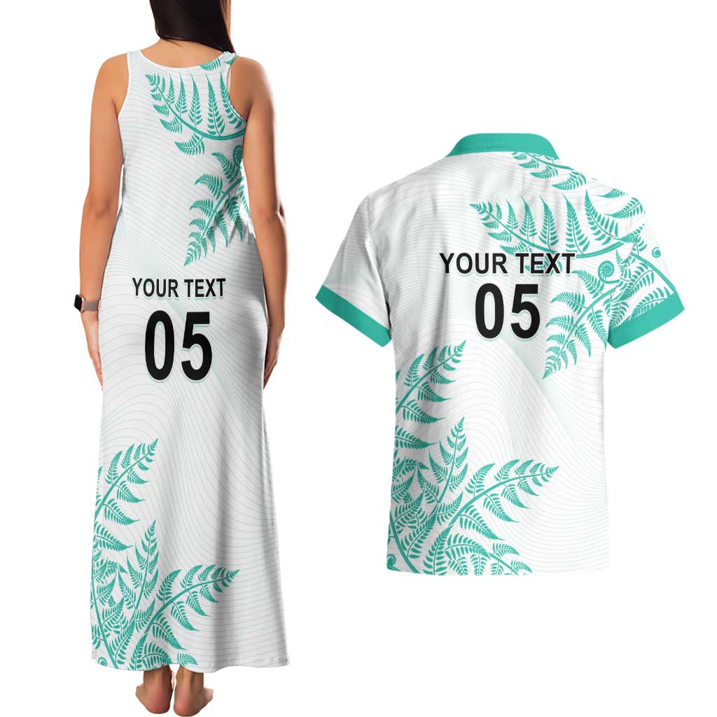 Custom New Zealand Football Couples Matching Tank Maxi Dress and Hawaiian Shirt Aotearoa Pride Aqua Version LT05 - Polynesian Pride