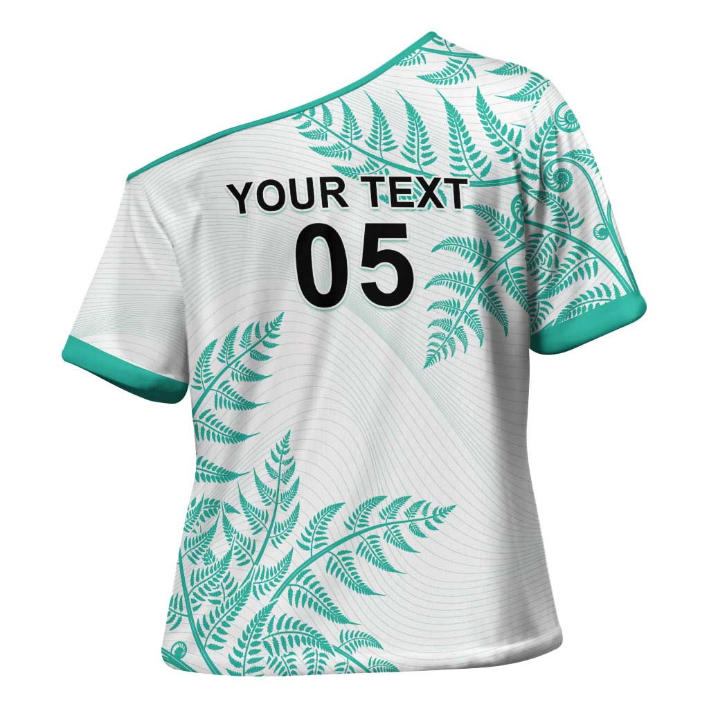 Custom New Zealand Football Cross Shoulder Shirt Aotearoa Pride Aqua Version - Polynesian Pride