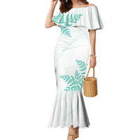 Custom New Zealand Football Family Matching Mermaid Dress and Hawaiian Shirt Aotearoa Pride Aqua Version LT05 Mom's Dress Aqua - Polynesian Pride