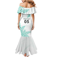 Custom New Zealand Football Family Matching Mermaid Dress and Hawaiian Shirt Aotearoa Pride Aqua Version LT05 - Polynesian Pride