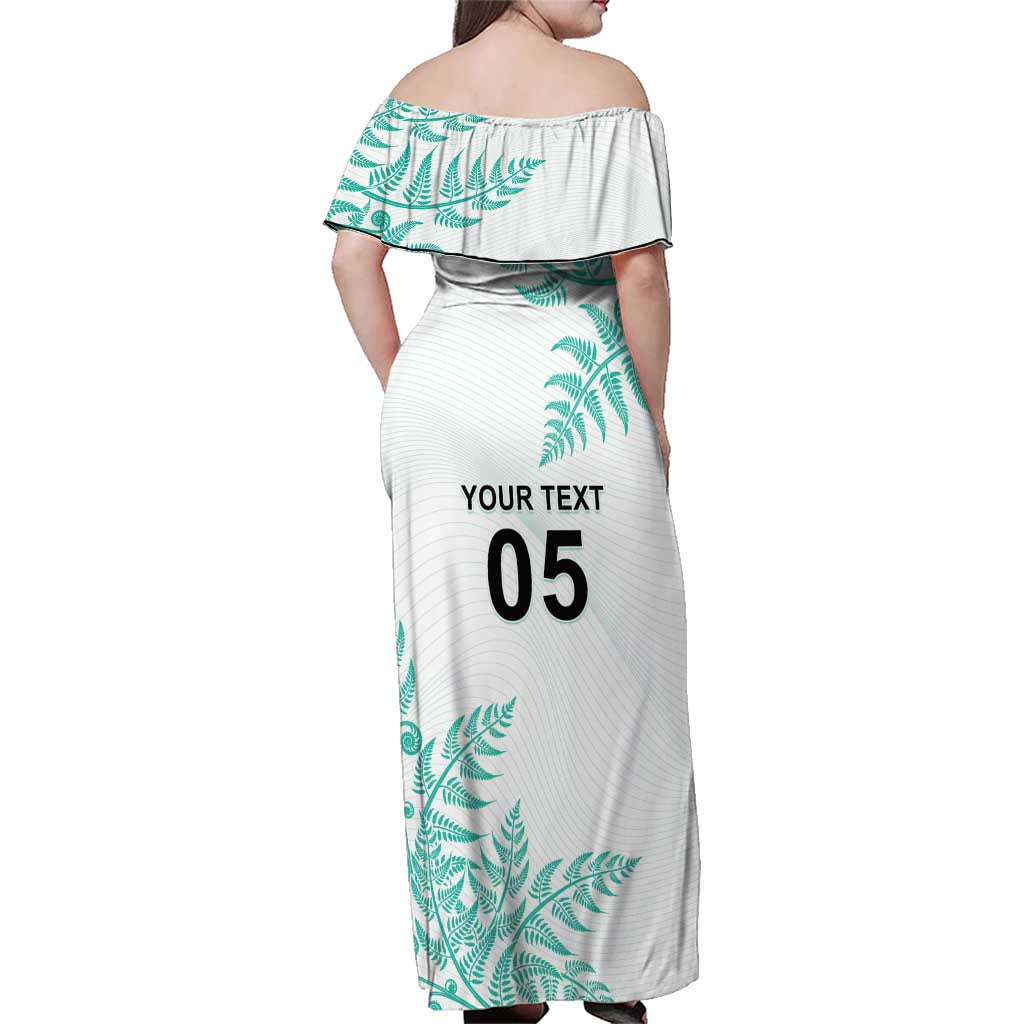Custom New Zealand Football Family Matching Off Shoulder Maxi Dress and Hawaiian Shirt Aotearoa Pride Aqua Version LT05 - Polynesian Pride
