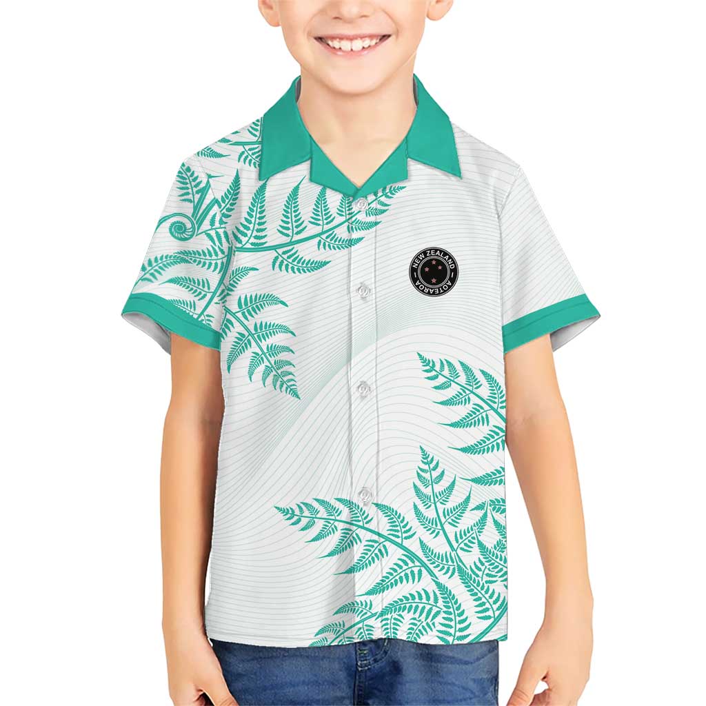 Custom New Zealand Football Family Matching Puletasi and Hawaiian Shirt Aotearoa Pride Aqua Version LT05 Son's Shirt Aqua - Polynesian Pride
