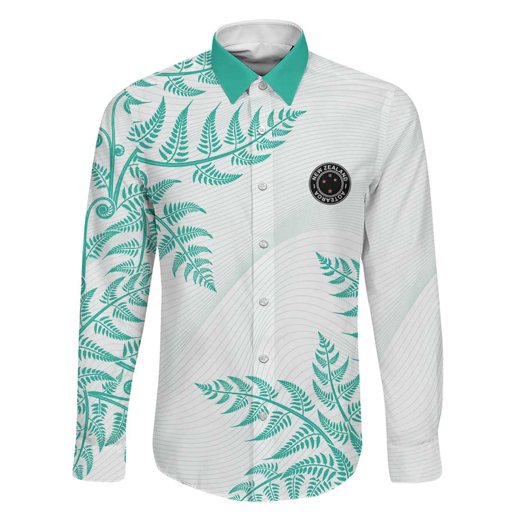 Custom New Zealand Football Family Matching Short Sleeve Bodycon Dress and Hawaiian Shirt Aotearoa Pride Aqua Version LT05 Dad's Shirt - Long Sleeve Aqua - Polynesian Pride