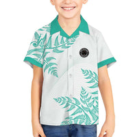 Custom New Zealand Football Family Matching Short Sleeve Bodycon Dress and Hawaiian Shirt Aotearoa Pride Aqua Version LT05 Son's Shirt Aqua - Polynesian Pride