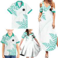 Custom New Zealand Football Family Matching Summer Maxi Dress and Hawaiian Shirt Aotearoa Pride Aqua Version LT05 - Polynesian Pride