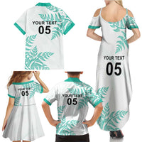 Custom New Zealand Football Family Matching Summer Maxi Dress and Hawaiian Shirt Aotearoa Pride Aqua Version LT05 - Polynesian Pride